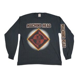 Vtg Machine Head Band Tee Mens XL Black Y2K 2000 LS Double Sided Graphic Rare